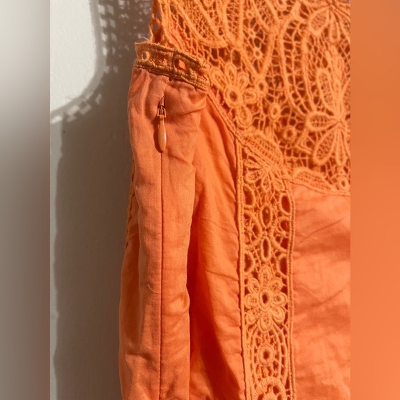 Sundance Amira Orange Apricot Lace Cotton Tank Dress - Picture 3 of 8
